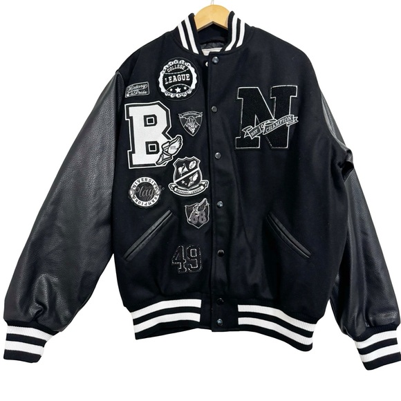 Smoke Rise Black Varsity Jacket XL - Picture 2 of 12